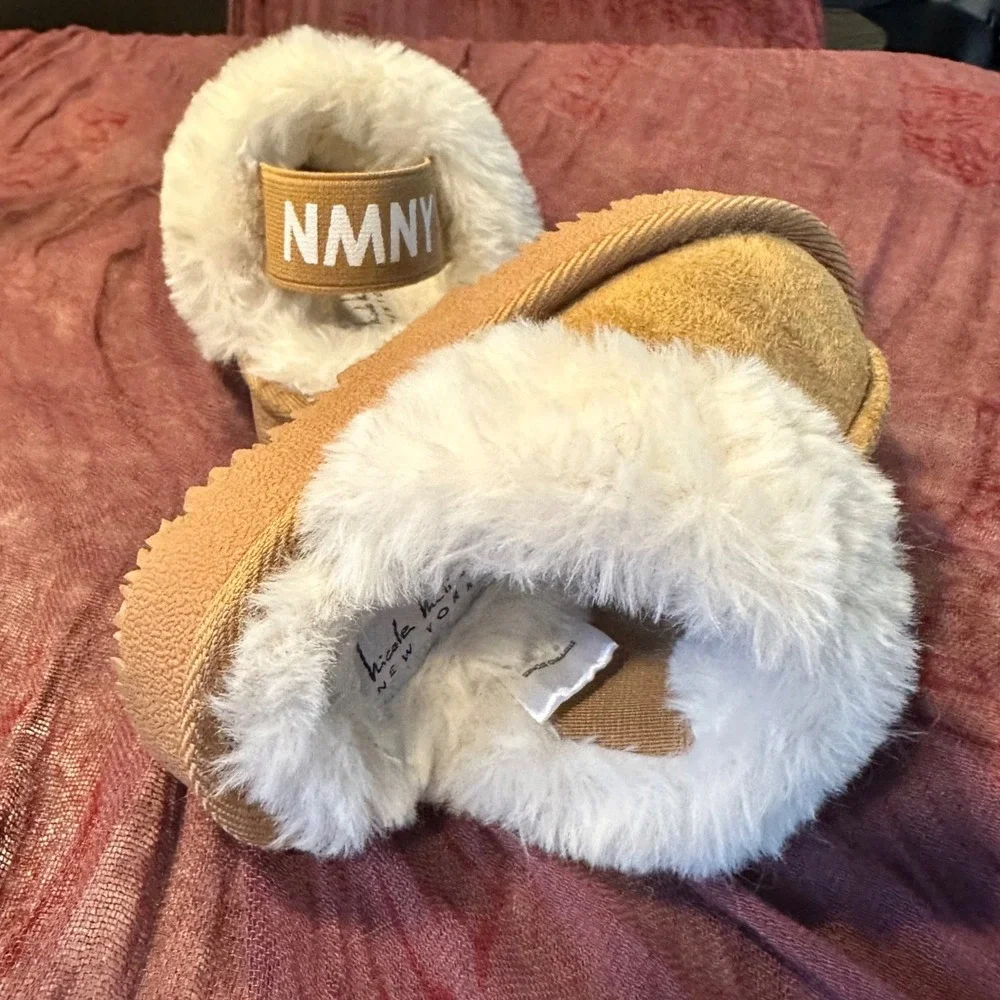 Nicole Miller New York Kids Chestnut Faux Suede Slingback Slippers NMNY Tan 7